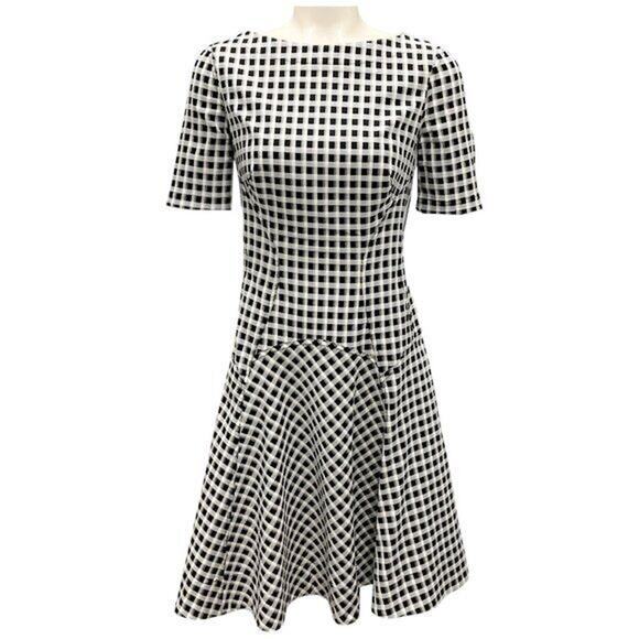 $1450 Lela Rose 14 Gingham Print Dress Fit & Flare